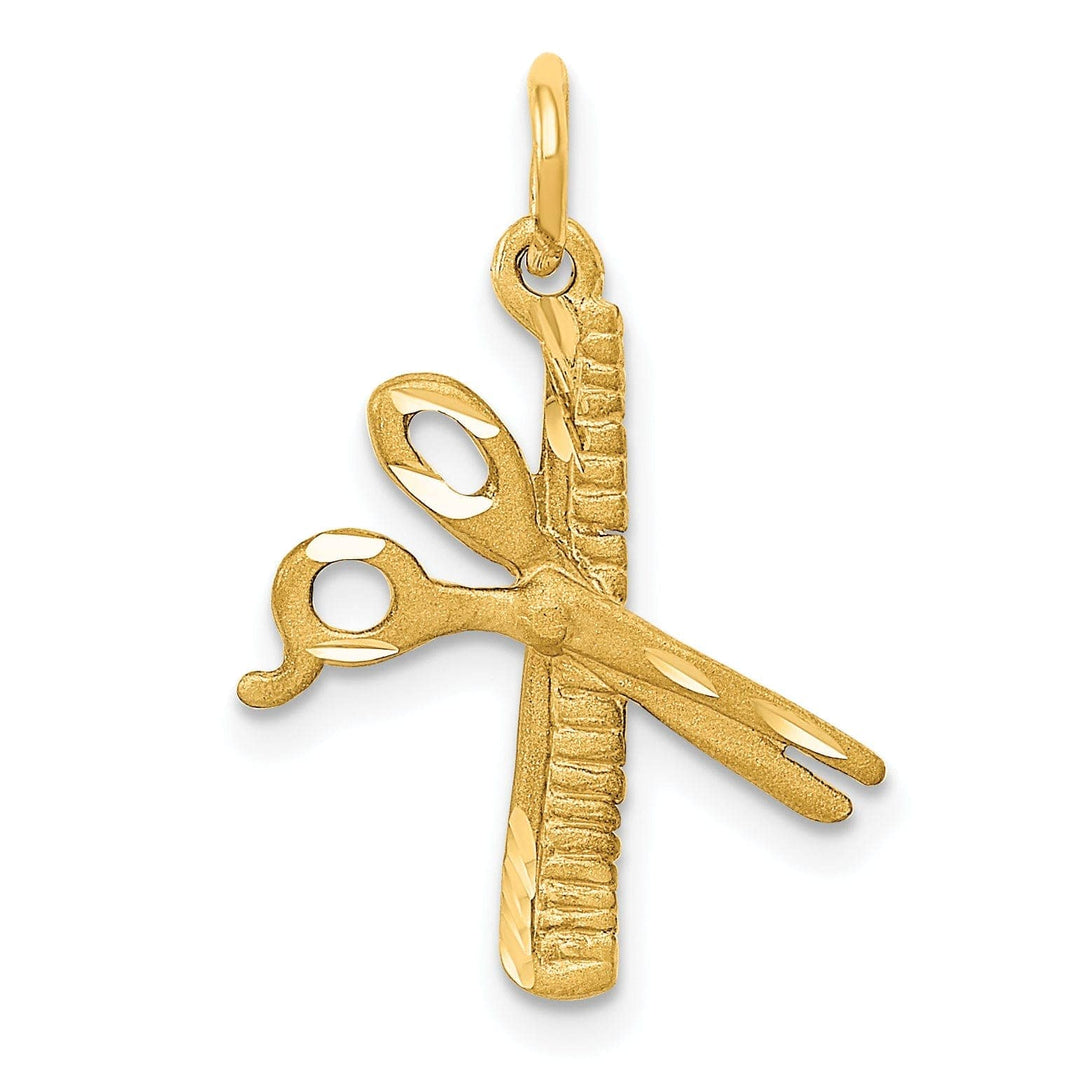 Lovely Rita's Pendants & Charms Solid 14k Yellow Gold Comb and Scissors Pendant