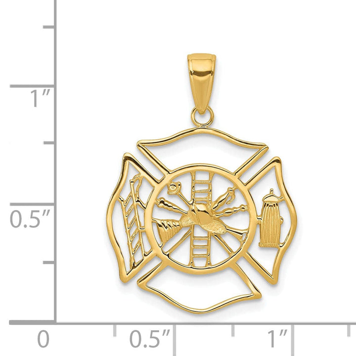 Lovely Rita's Pendants & Charms Solid 14k Yellow Gold Fireman Shield Pendant