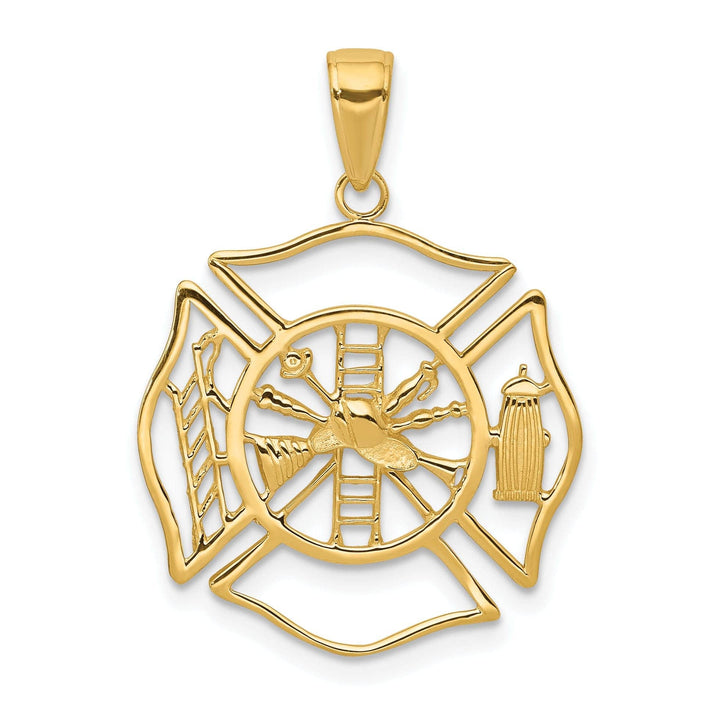Lovely Rita's Pendants & Charms Solid 14k Yellow Gold Fireman Shield Pendant