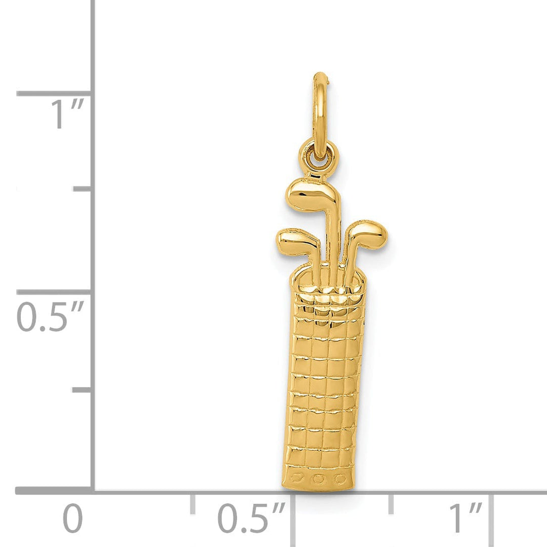 Lovely Rita's Pendants & Charms Solid 14k Yellow Gold Golf Bag Charm Pendant