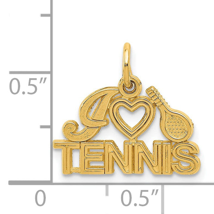 Lovely Rita's Pendants & Charms Solid 14k Yellow Gold I Love Tennis Pendant