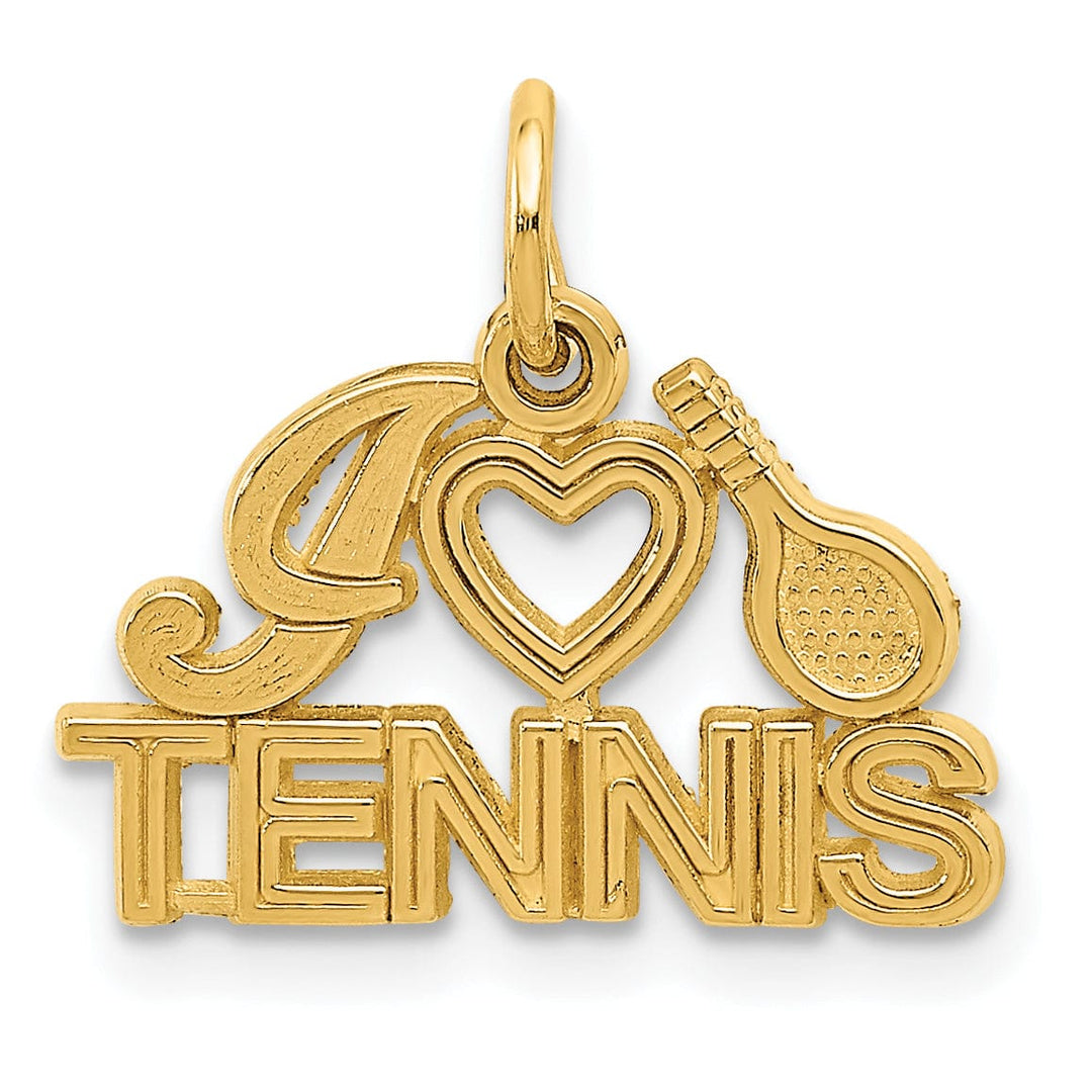 Lovely Rita's Pendants & Charms Solid 14k Yellow Gold I Love Tennis Pendant