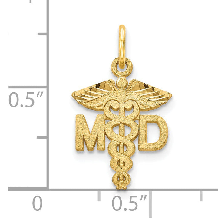 Lovely Rita's Pendants & Charms Solid 14k Yellow Gold M.D. Caduceus Pendant