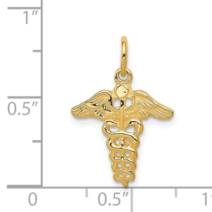 Lovely Rita's Pendants & Charms Solid 14k Yellow Gold Polished Caduceus Pendant