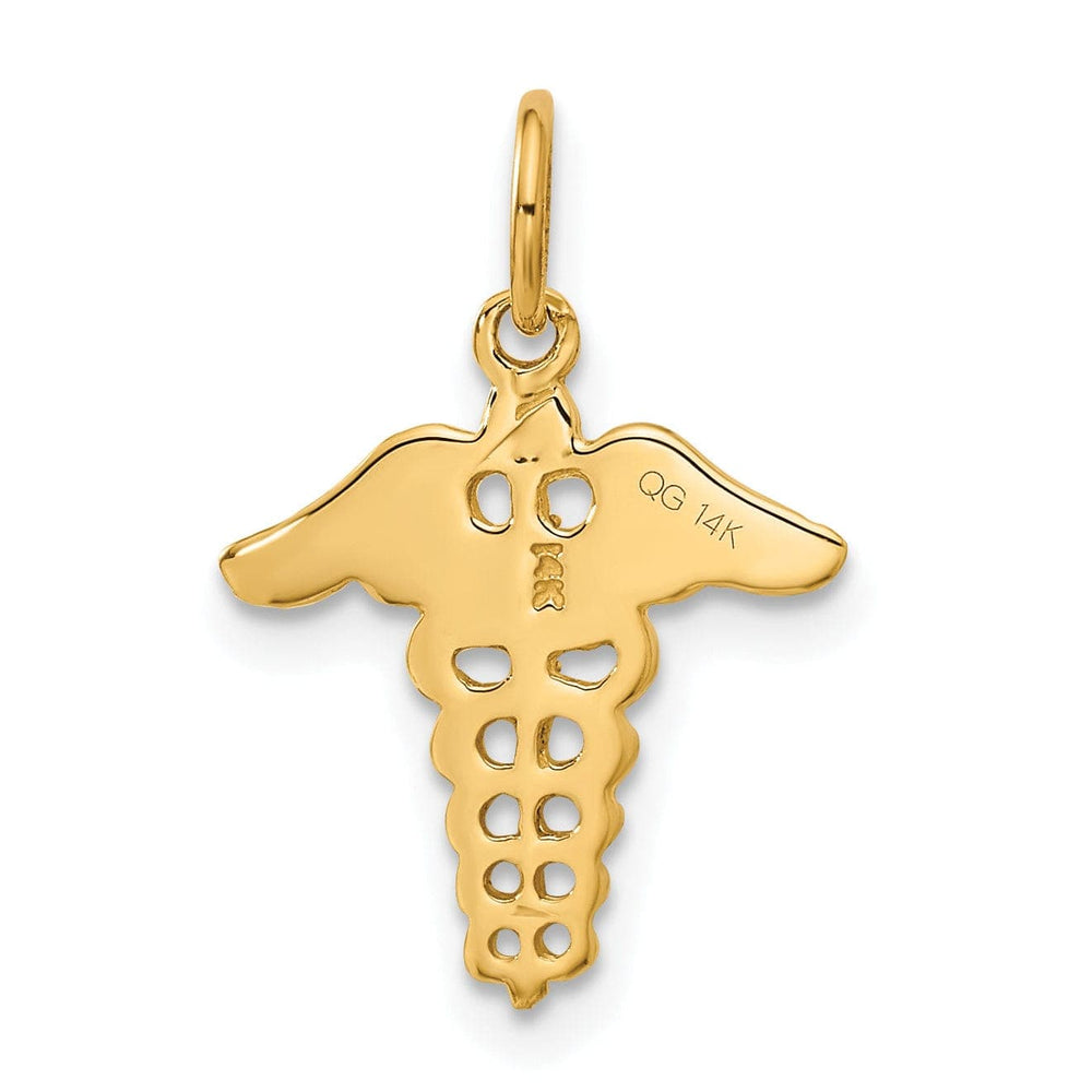 Lovely Rita's Pendants & Charms Solid 14k Yellow Gold Polished Caduceus Pendant