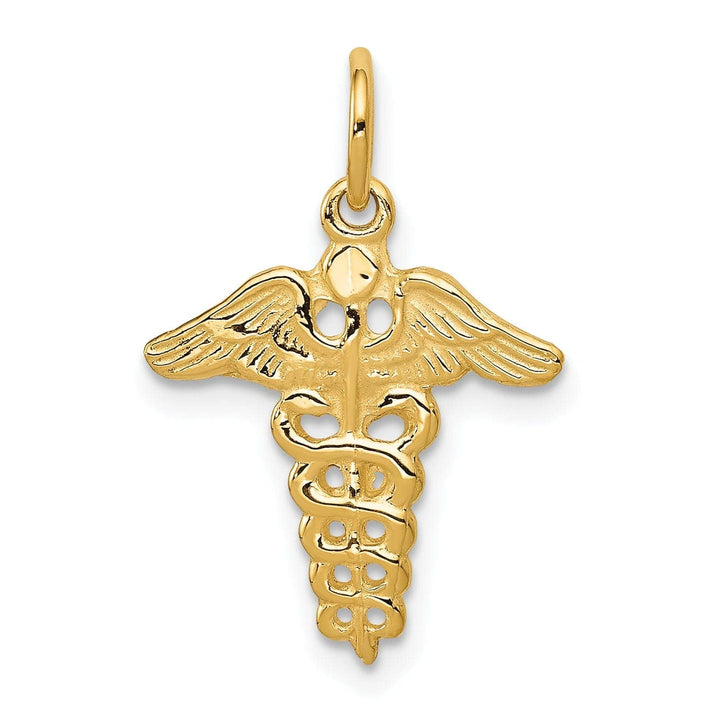 Lovely Rita's Pendants & Charms Solid 14k Yellow Gold Polished Caduceus Pendant