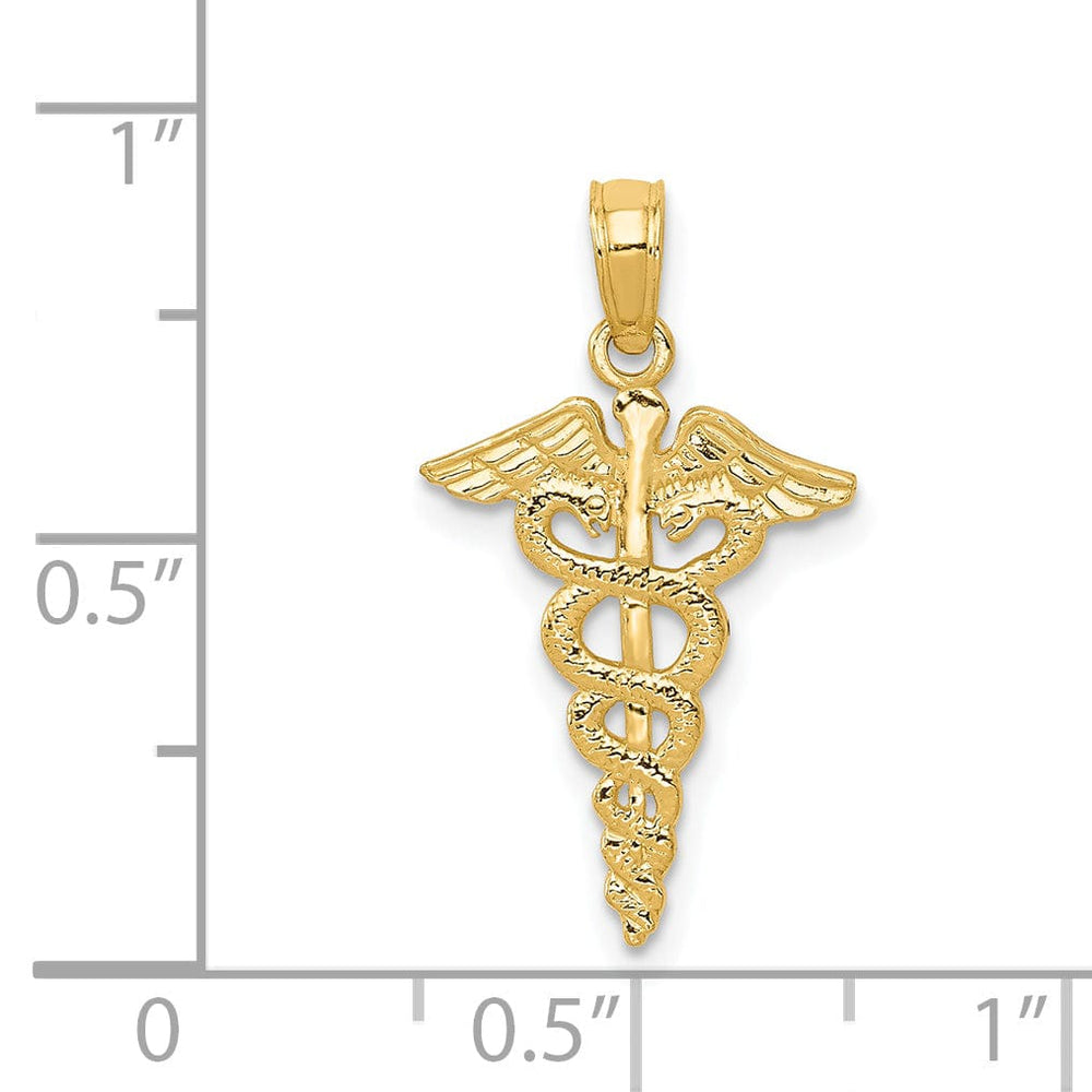 Lovely Rita's Pendants & Charms Solid 14k Yellow Gold Polished Caduceus Pendant