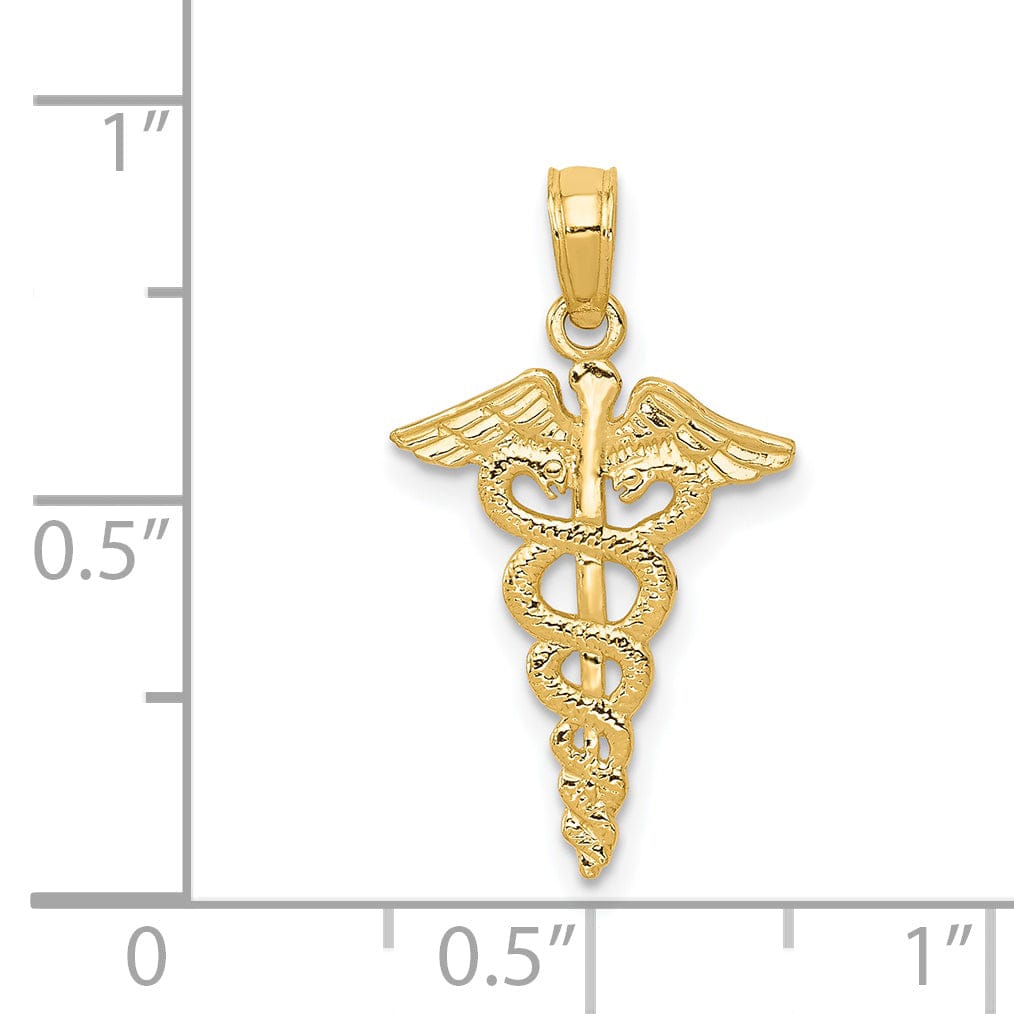 Lovely Rita's Pendants & Charms Solid 14k Yellow Gold Polished Caduceus Pendant