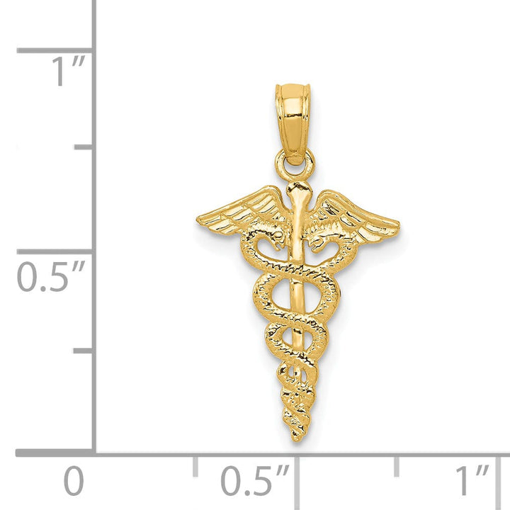 Lovely Rita's Pendants & Charms Solid 14k Yellow Gold Polished Caduceus Pendant