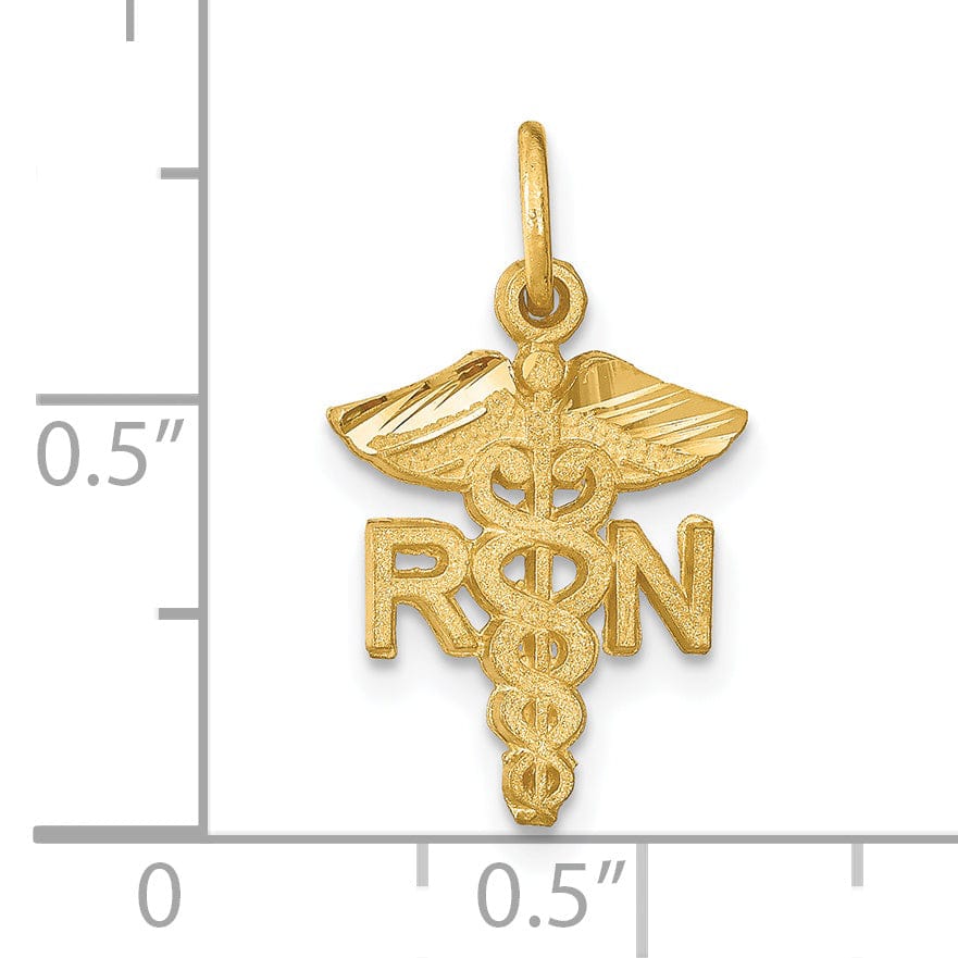 Lovely Rita's Pendants & Charms Solid 14k Yellow Gold R.N Nurse Charm Pendant