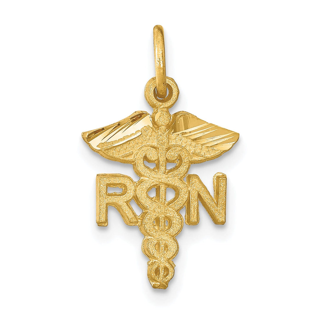 Lovely Rita's Pendants & Charms Solid 14k Yellow Gold R.N Nurse Charm Pendant