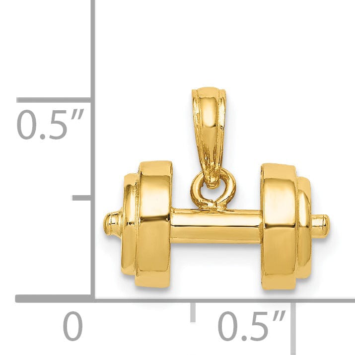 Lovely Rita's Pendants & Charms Solid 14k Yellow Gold Single 3-D Barbell Charm Pendant