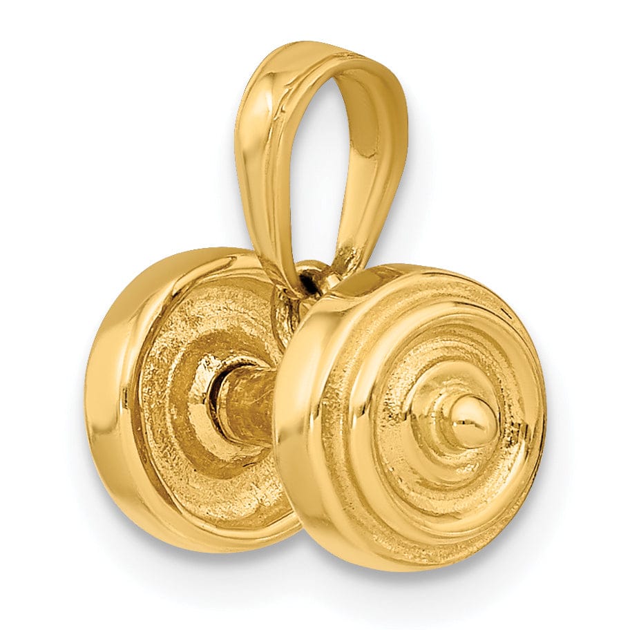 Lovely Rita's Pendants & Charms Solid 14k Yellow Gold Single 3-D Barbell Charm Pendant