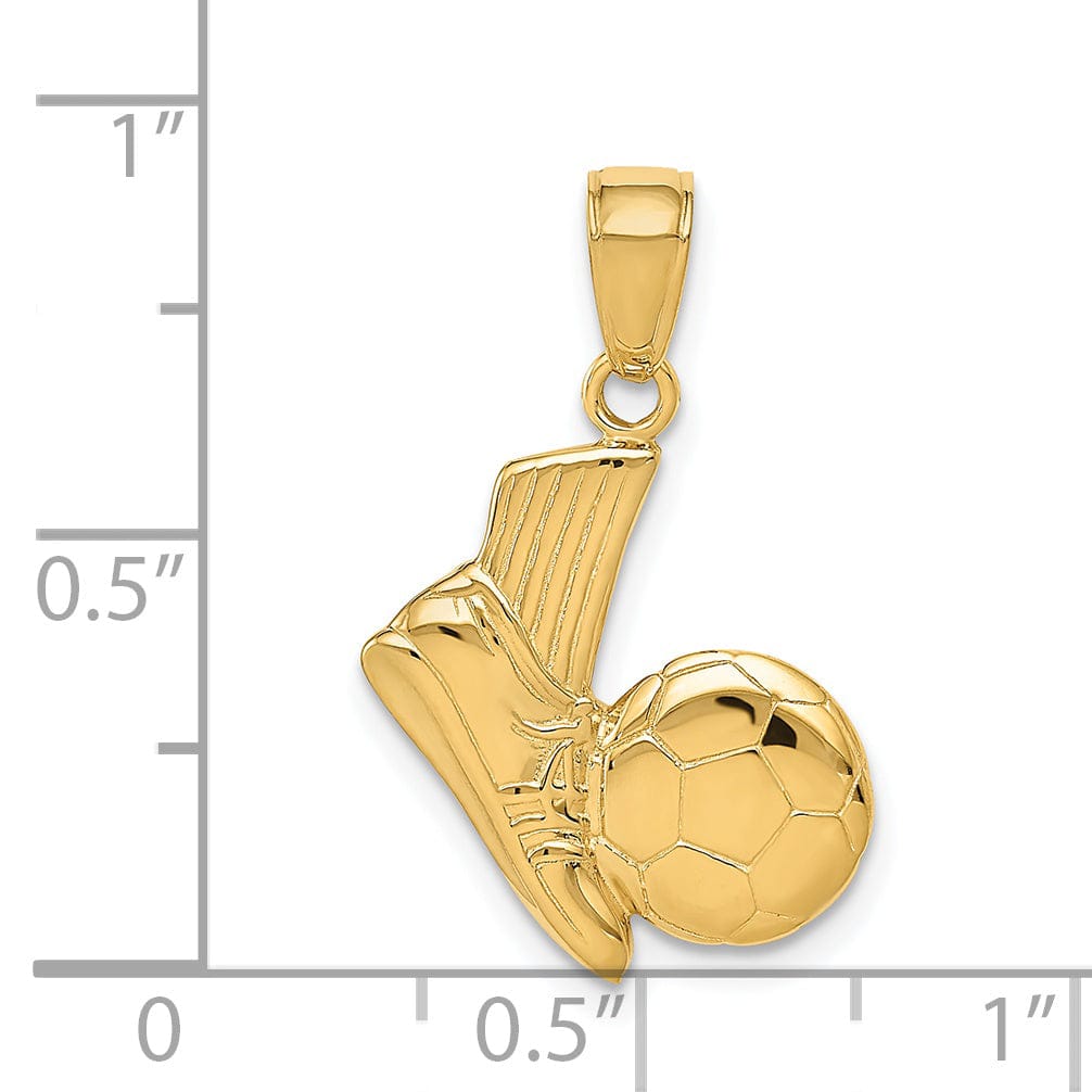 Lovely Rita's Pendants & Charms Solid 14k Yellow Gold Soccer Shoe Ball Pendant