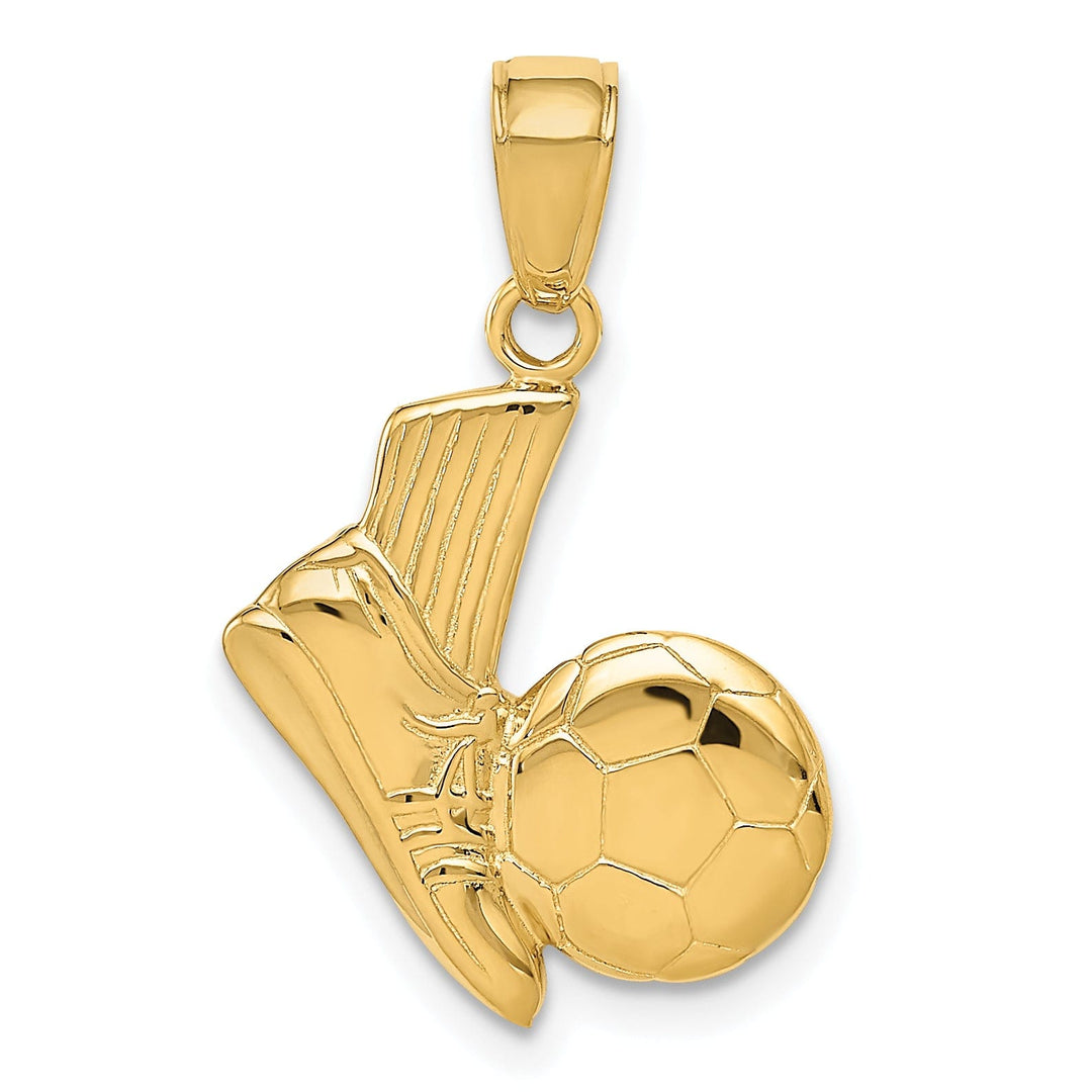 Lovely Rita's Pendants & Charms Solid 14k Yellow Gold Soccer Shoe Ball Pendant