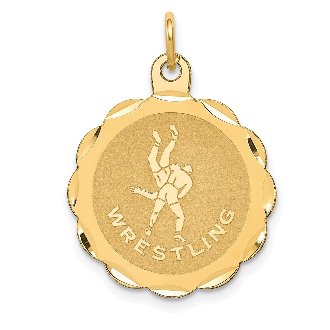 Lovely Rita's Pendants & Charms Solid 14k Yellow Gold Wrestling Disc Pendant