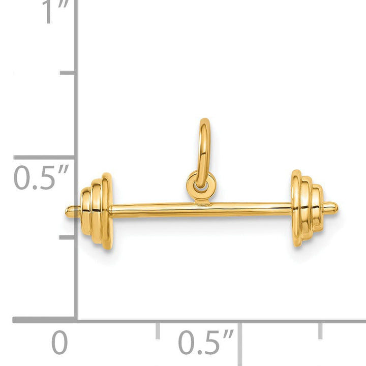 Lovely Rita's Pendants & Charms Solid 3D 14k Yellow Gold Barbell Charm Pendant