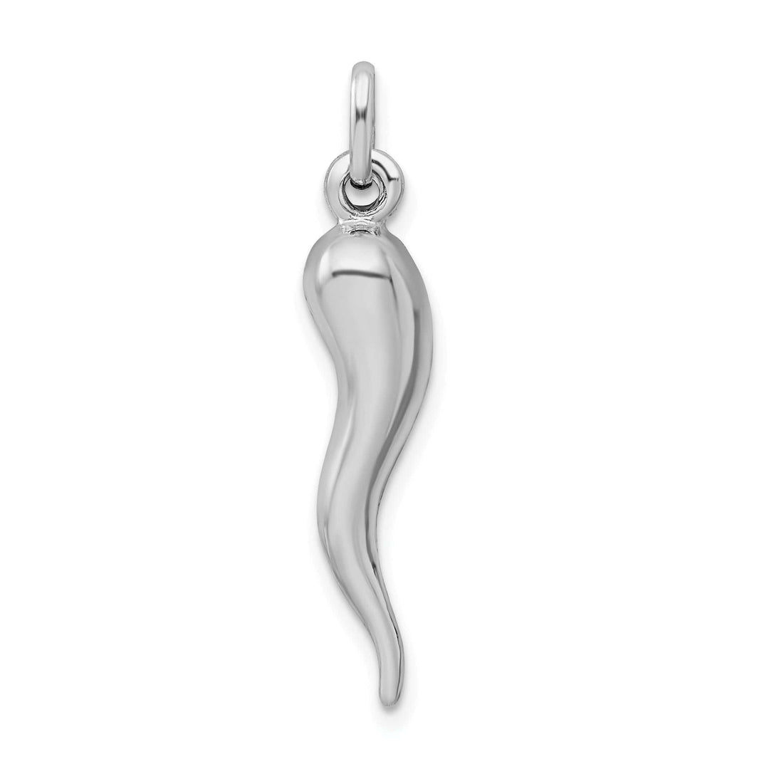 Lovely Rita's Pendants & Charms Solid Silver Polished 3-D Italian Horn Charm
