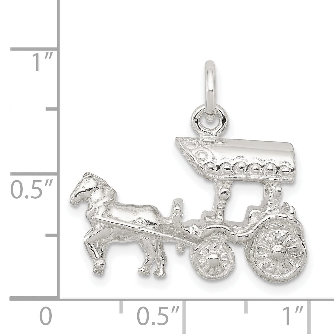 Lovely Rita's Pendants & Charms Solid Sterling Silver 3-D Horse Carriage Charm