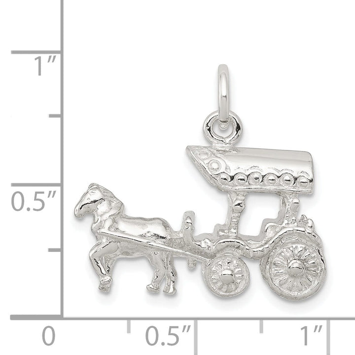 Lovely Rita's Pendants & Charms Solid Sterling Silver 3-D Horse Carriage Charm