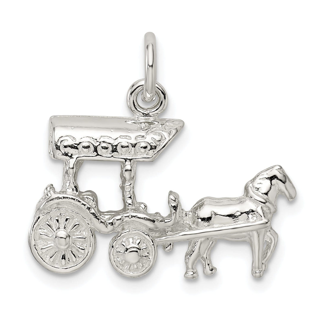 Lovely Rita's Pendants & Charms Solid Sterling Silver 3-D Horse Carriage Charm