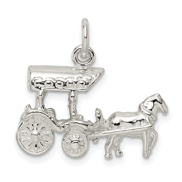 Lovely Rita's Pendants & Charms Solid Sterling Silver 3-D Horse Carriage Charm