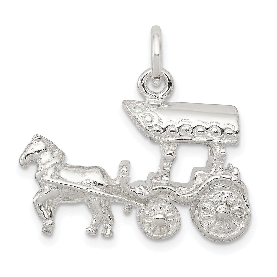 Lovely Rita's Pendants & Charms Solid Sterling Silver 3-D Horse Carriage Charm