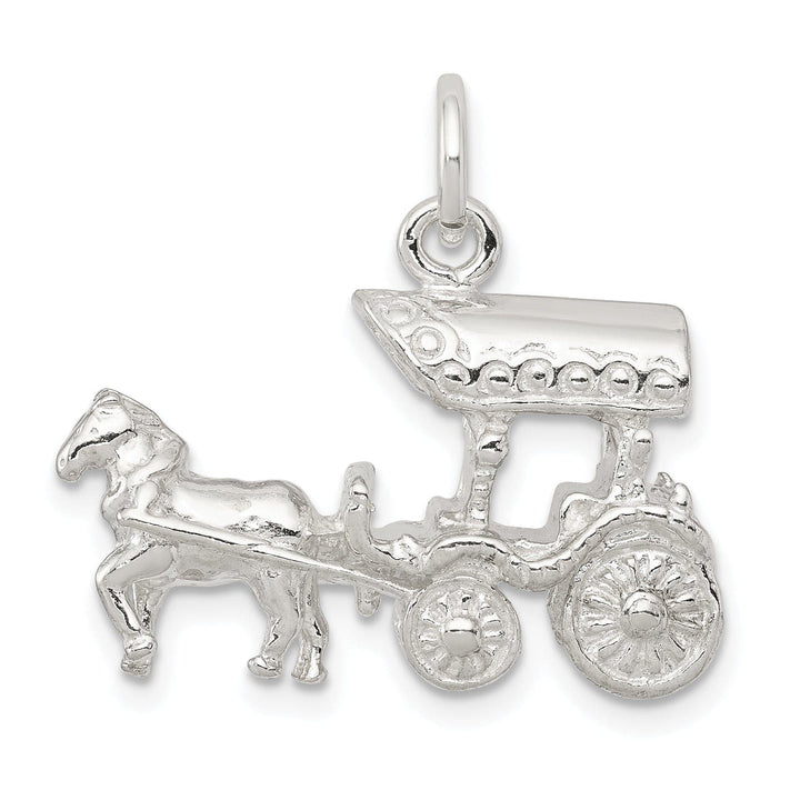Lovely Rita's Pendants & Charms Solid Sterling Silver 3-D Horse Carriage Charm