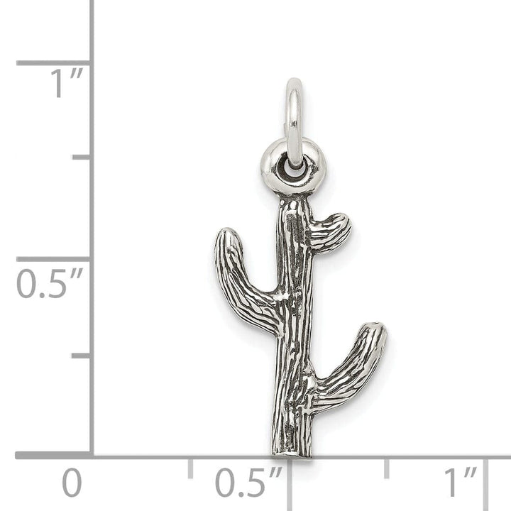 Lovely Rita's Pendants & Charms Solid Sterling Silver Antiqued 3-D Cactus Charm