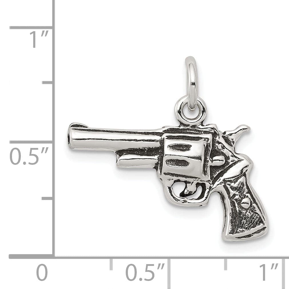 Lovely Rita's Pendants & Charms Solid Sterling Silver Antiqued 3-D Pistol Charm