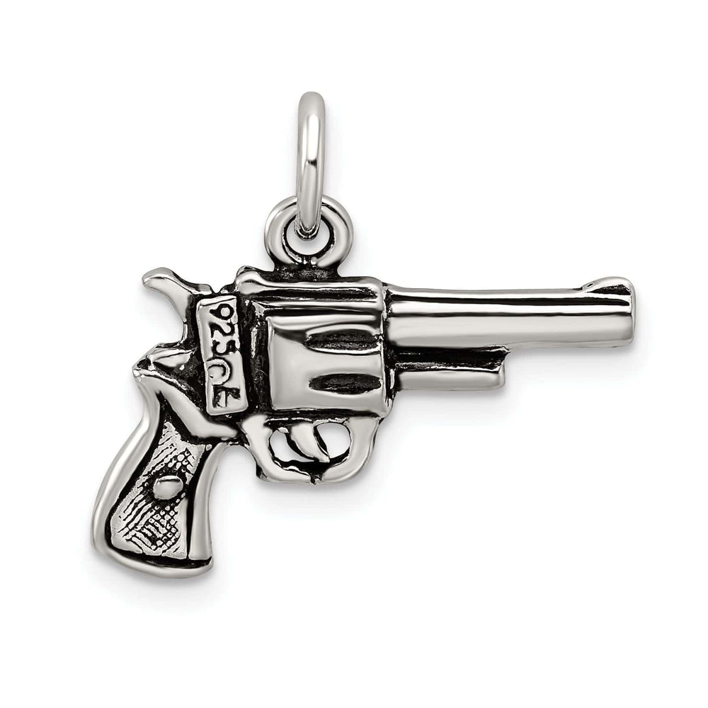 Lovely Rita's Pendants & Charms Solid Sterling Silver Antiqued 3-D Pistol Charm