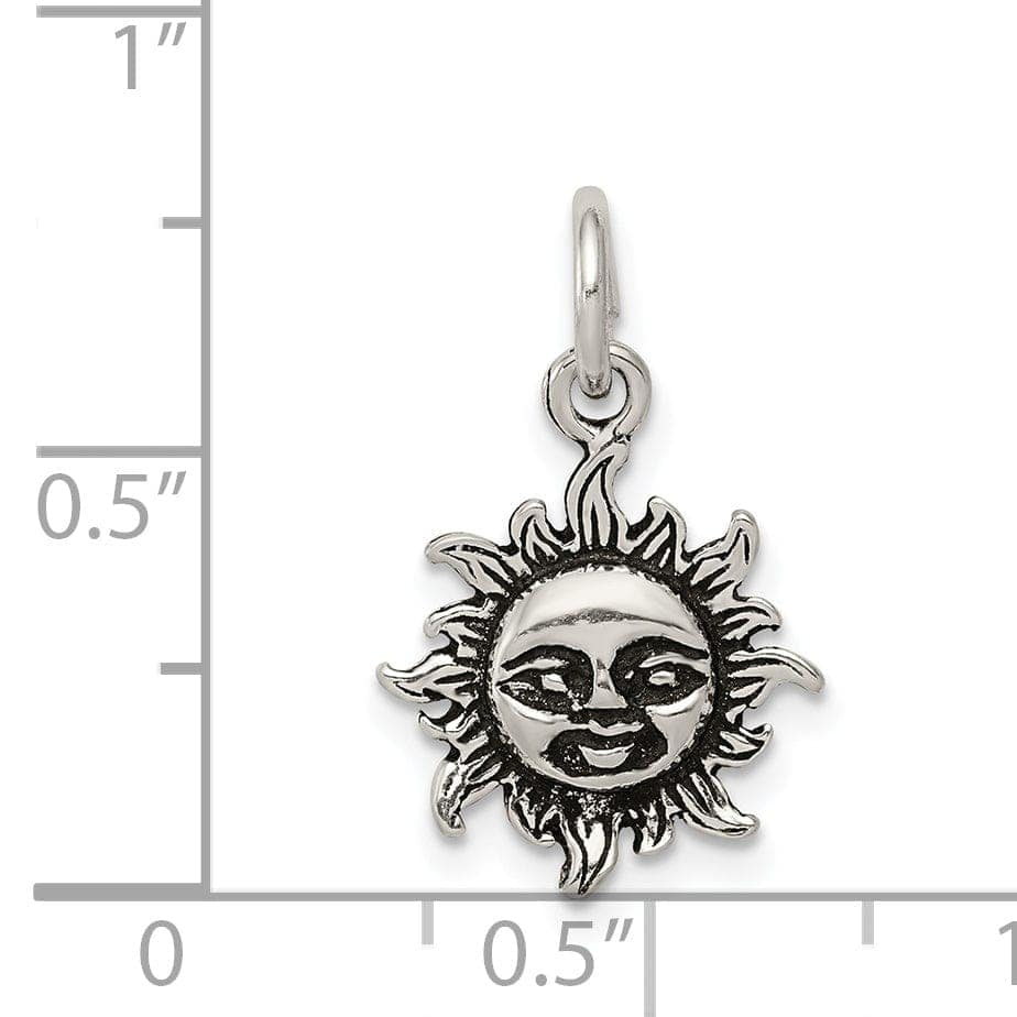 Lovely Rita's Pendants & Charms Solid Sterling Silver Antiqued Finish Sun Charm