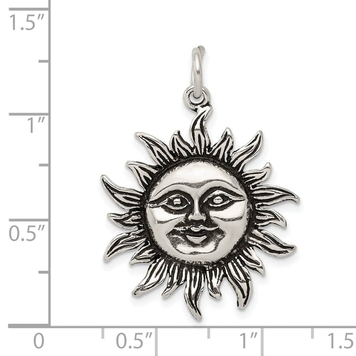 Lovely Rita's Pendants & Charms Solid Sterling Silver Antiqued Finish Sun Charm