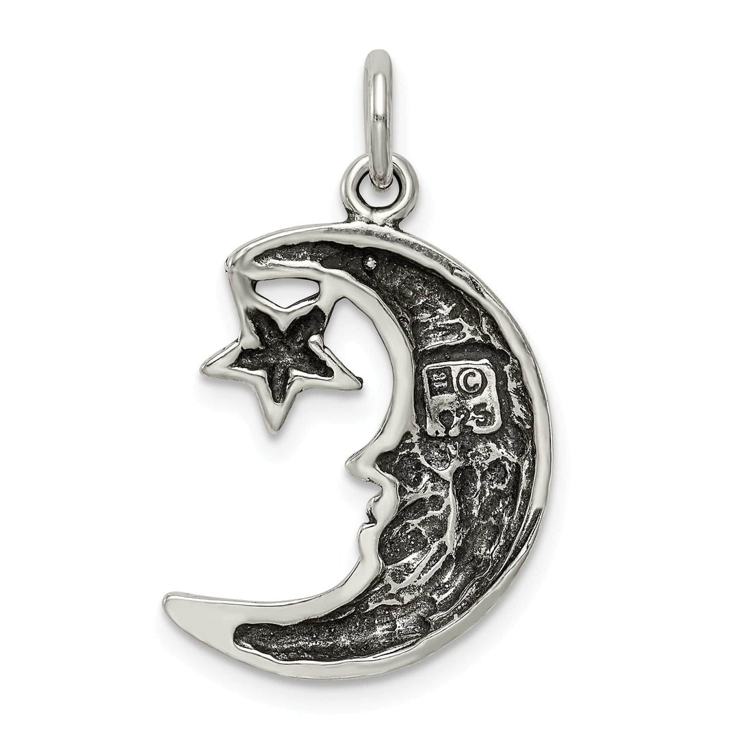 Lovely Rita's Pendants & Charms Solid Sterling Silver Antiqued Moon Star Charm
