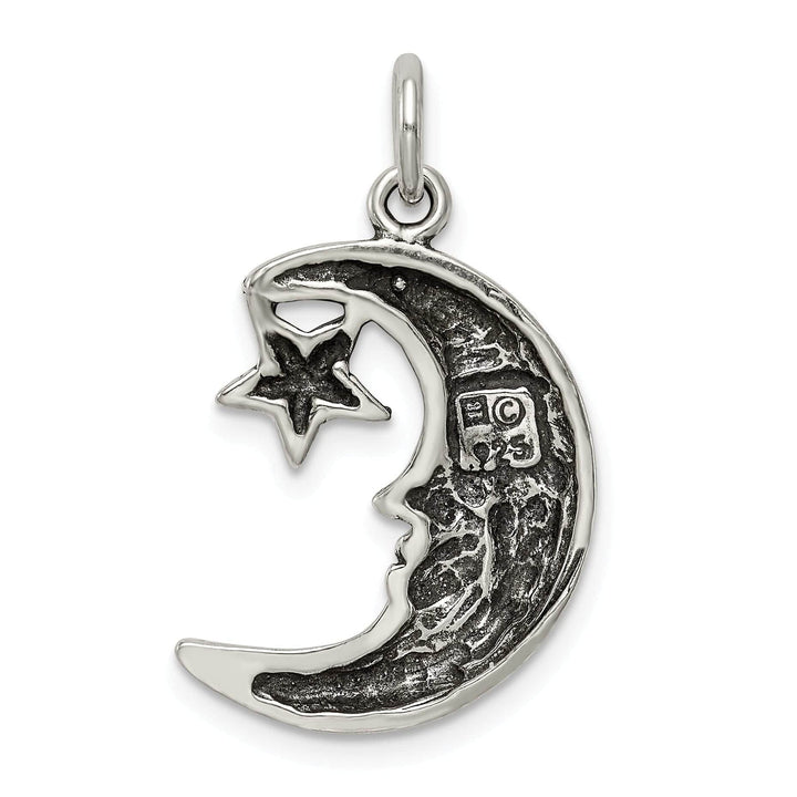 Lovely Rita's Pendants & Charms Solid Sterling Silver Antiqued Moon Star Charm