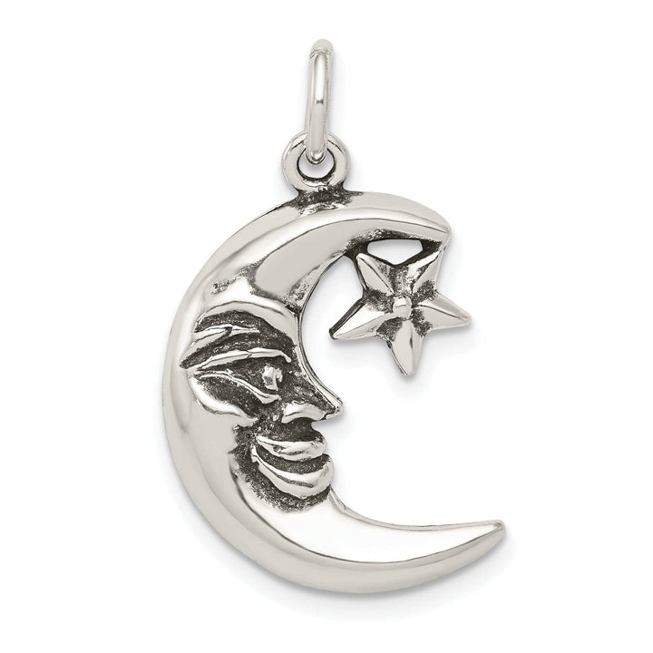 Lovely Rita's Pendants & Charms Solid Sterling Silver Antiqued Moon Star Charm