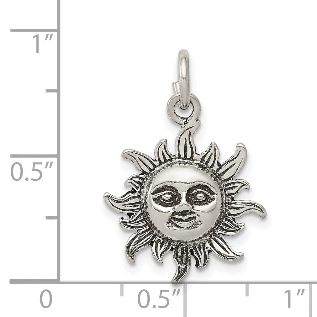 Lovely Rita's Pendants & Charms Solid Sterling Silver Antiqued Sun Charm