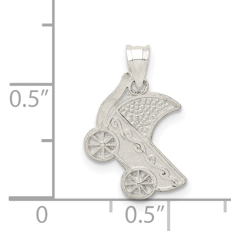 Lovely Rita's Pendants & Charms Solid Sterling Silver Baby Buggy Charm Pendant