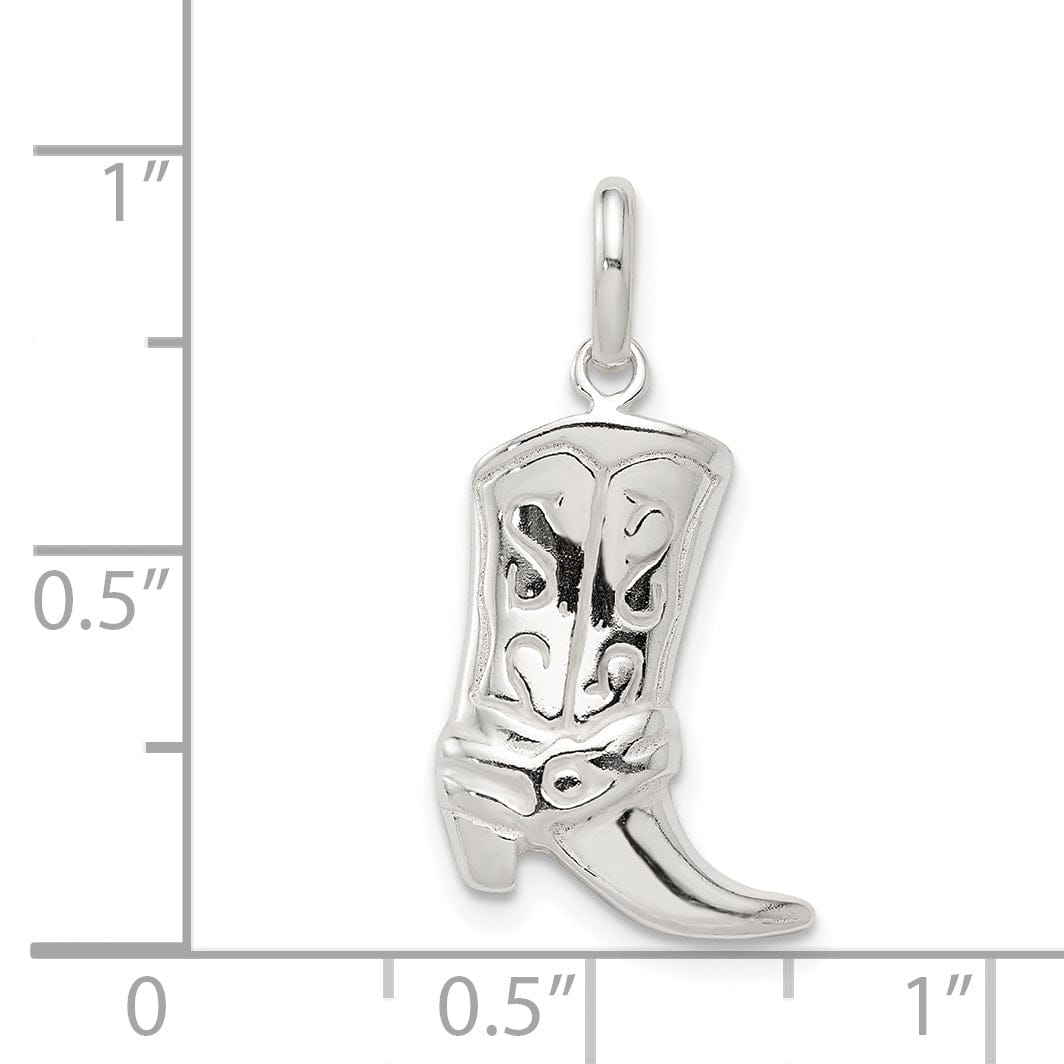 Lovely Rita's Pendants & Charms Solid Sterling Silver Polish Cowboy Boot Charm