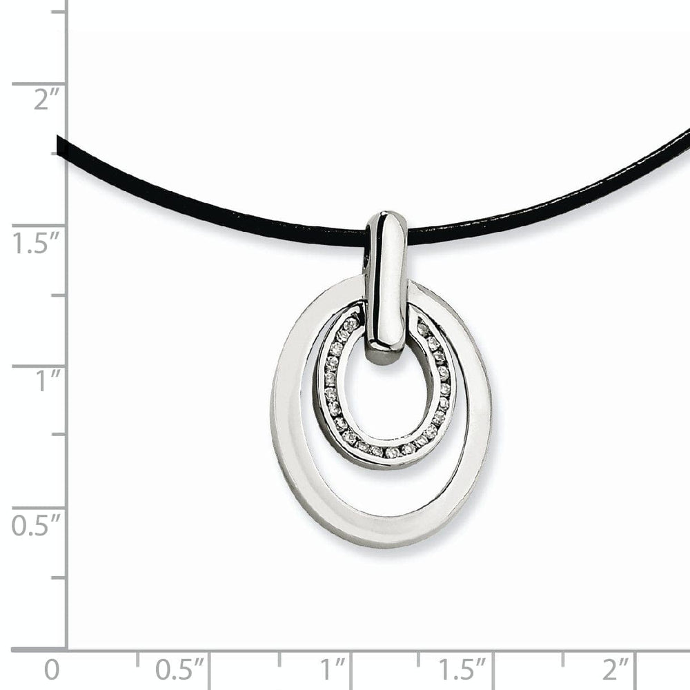 Chisel Pendants & Charms Stainless Steel C.Z Oval Pendant Necklace