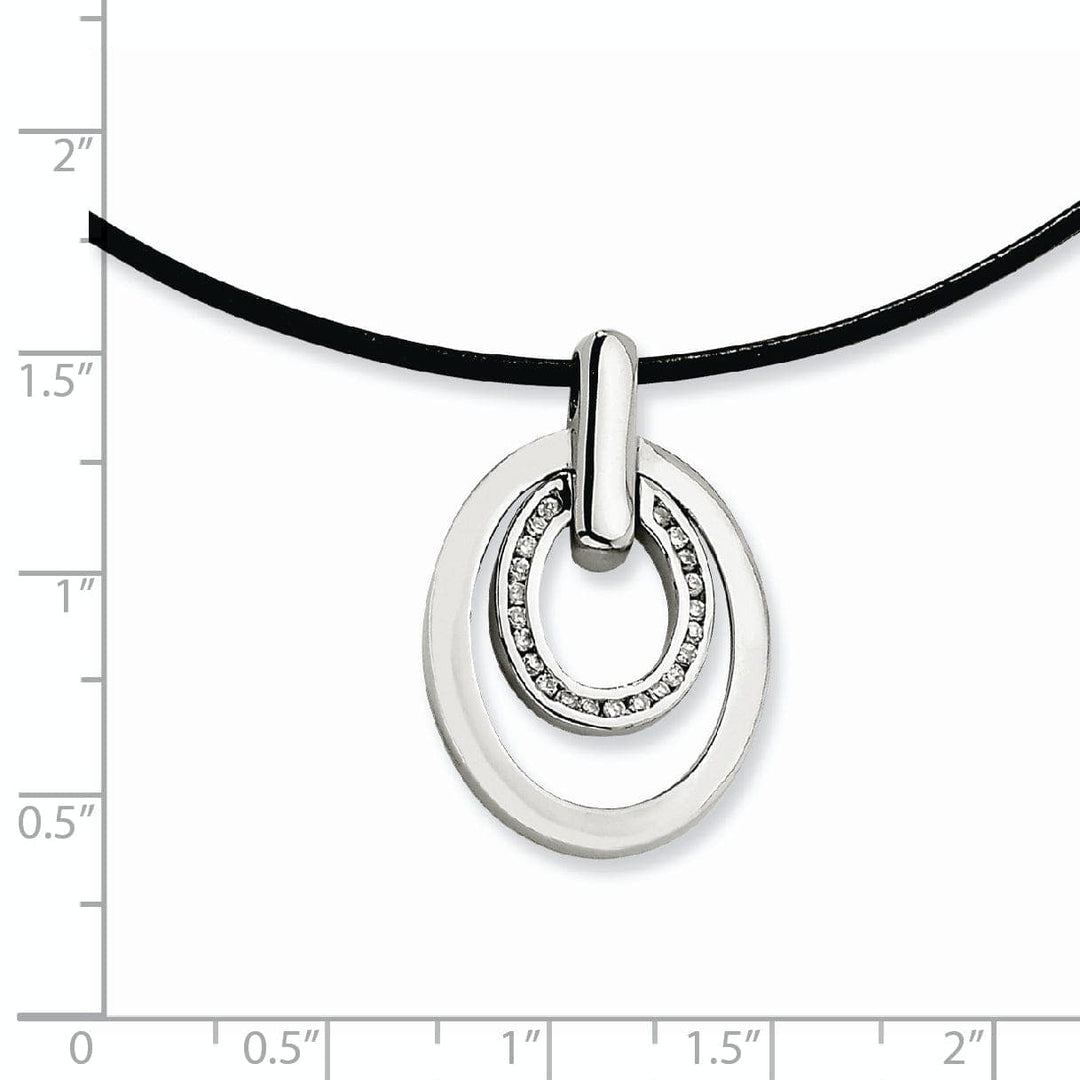 Chisel Pendants & Charms Stainless Steel C.Z Oval Pendant Necklace