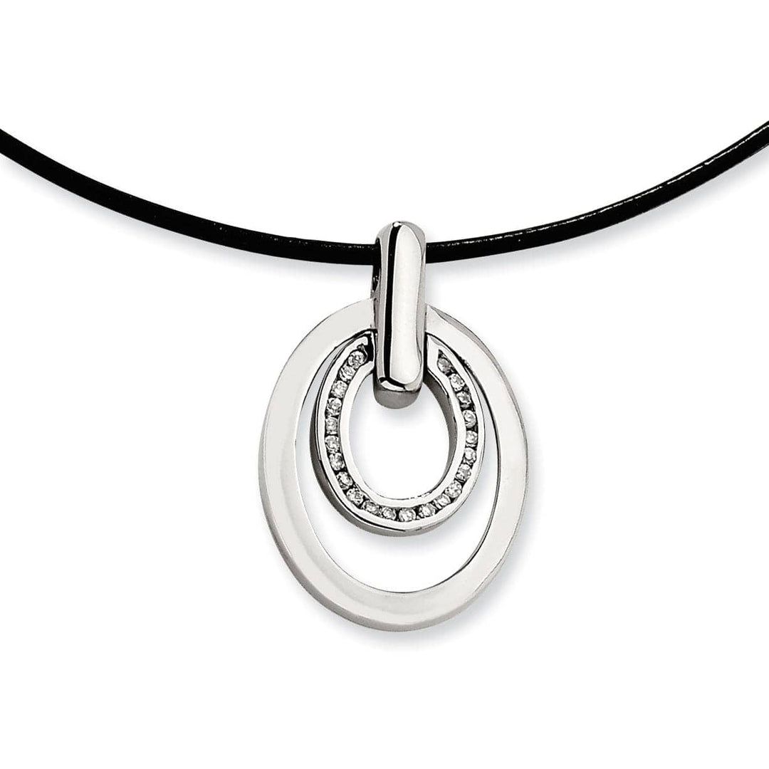 Chisel Pendants & Charms Stainless Steel C.Z Oval Pendant Necklace