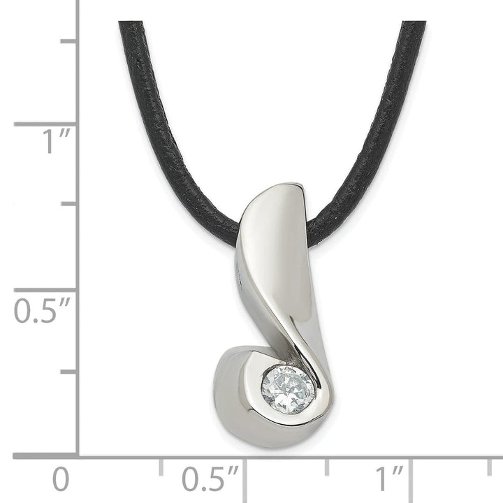 Chisel Pendants & Charms Stainless Steel Cubic Zirconia Pendant Necklace