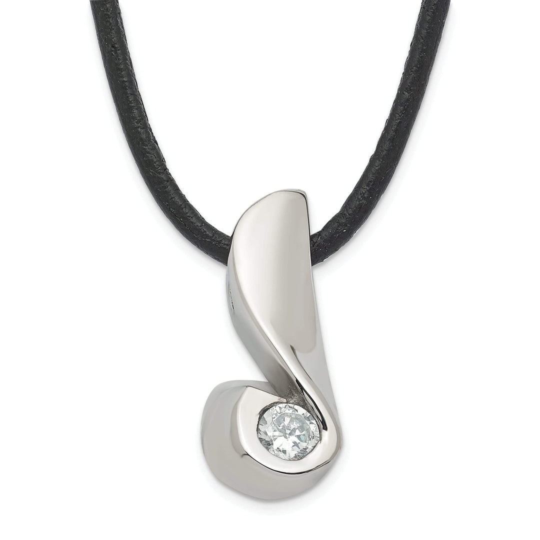 Chisel Pendants & Charms Stainless Steel Cubic Zirconia Pendant Necklace