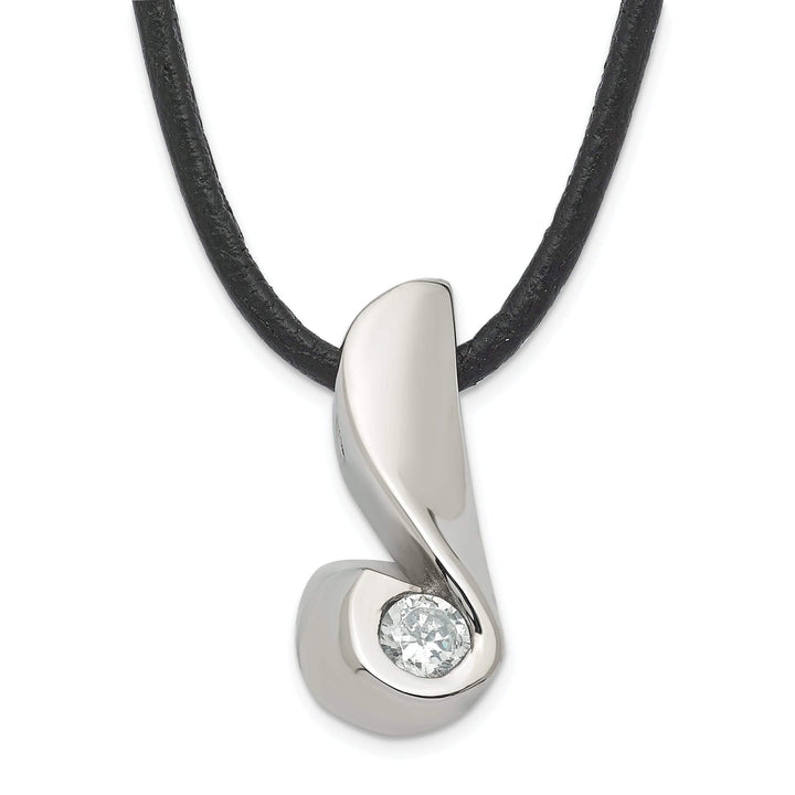 Chisel Pendants & Charms Stainless Steel Cubic Zirconia Pendant Necklace