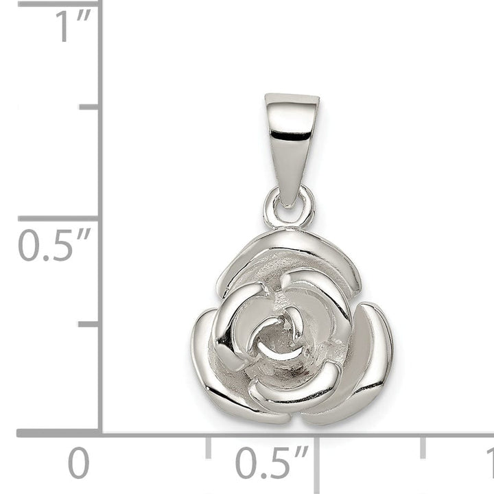 Lovely Rita's Pendants & Charms Sterling Polished Finish Rose Charm Pendant