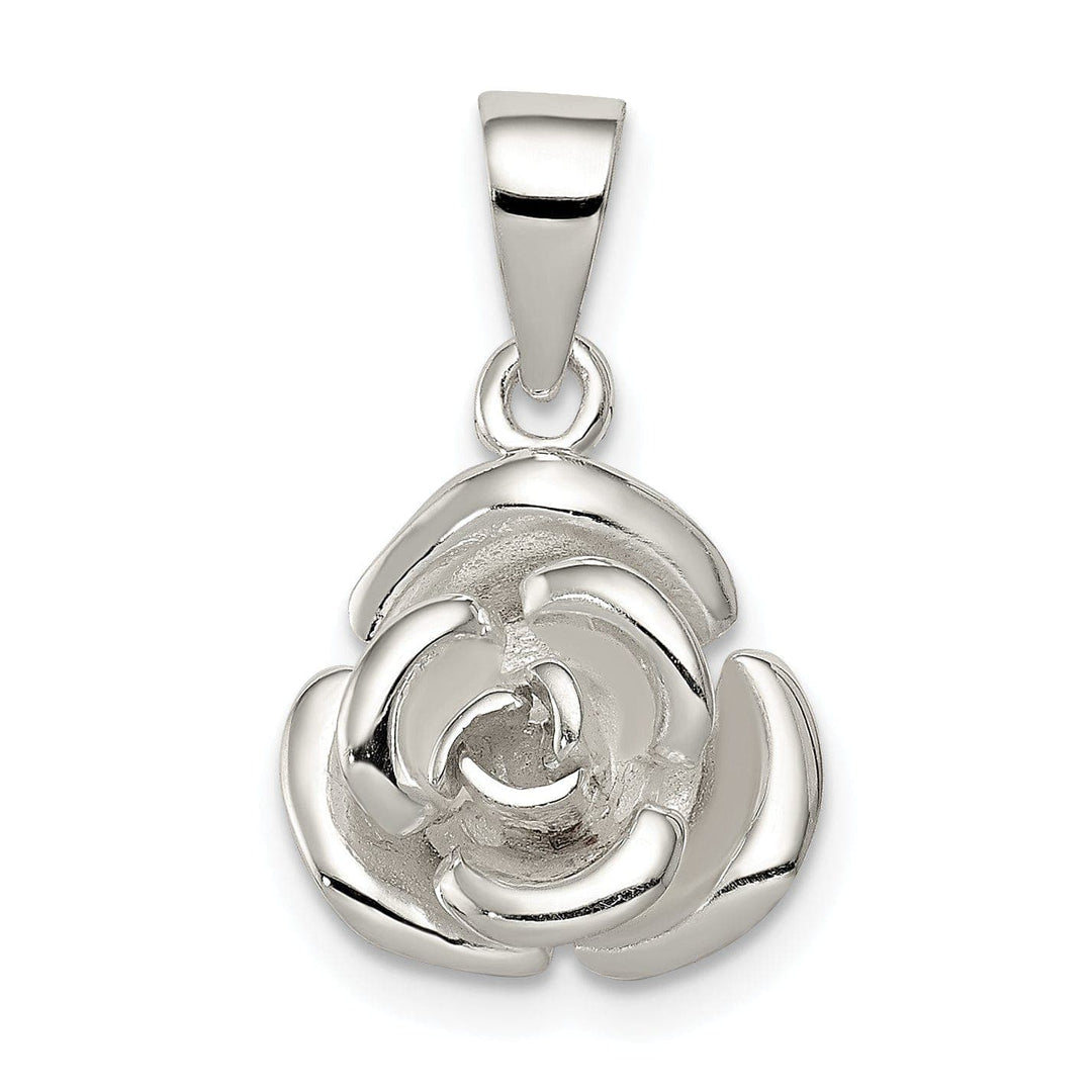 Lovely Rita's Pendants & Charms Sterling Polished Finish Rose Charm Pendant