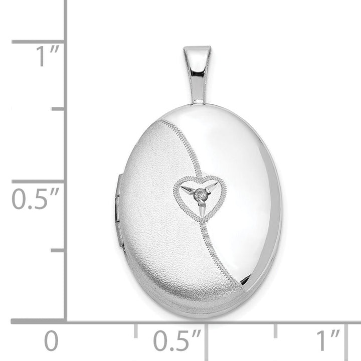 Lovely Rita's Pendants & Charms Sterling Silver 19mm Diamond Brushed and Polished Heart Oval Locket