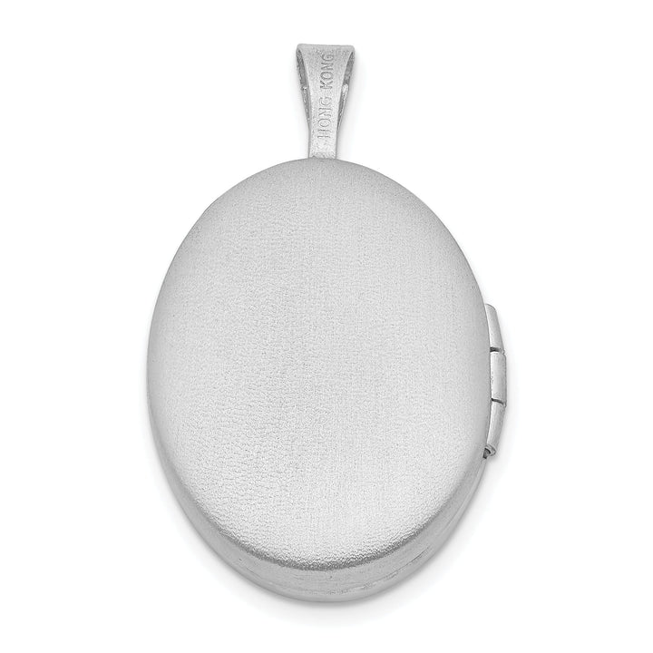 Lovely Rita's Pendants & Charms Sterling Silver 19mm Diamond Brushed and Polished Heart Oval Locket