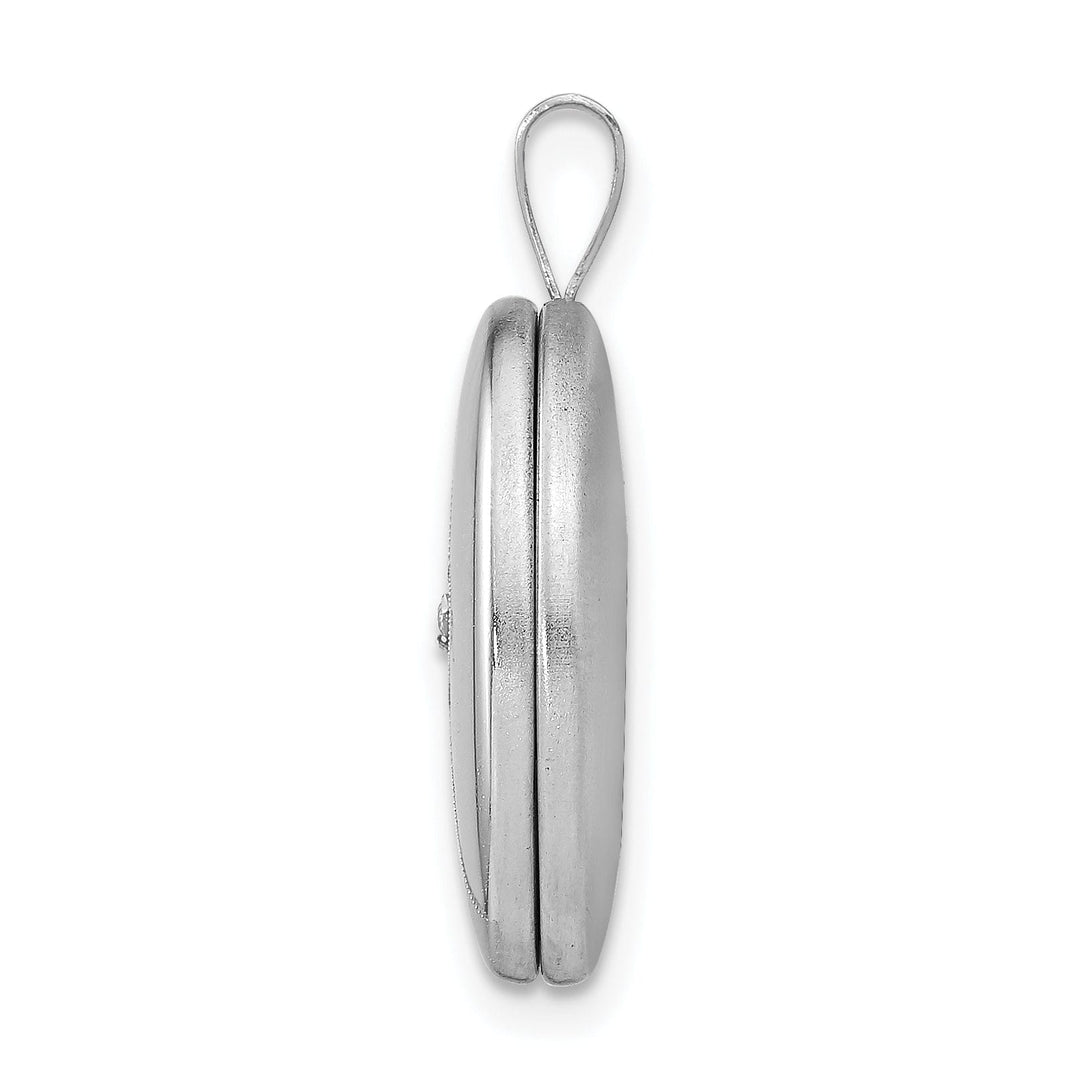 Lovely Rita's Pendants & Charms Sterling Silver 19mm Diamond Brushed and Polished Heart Oval Locket